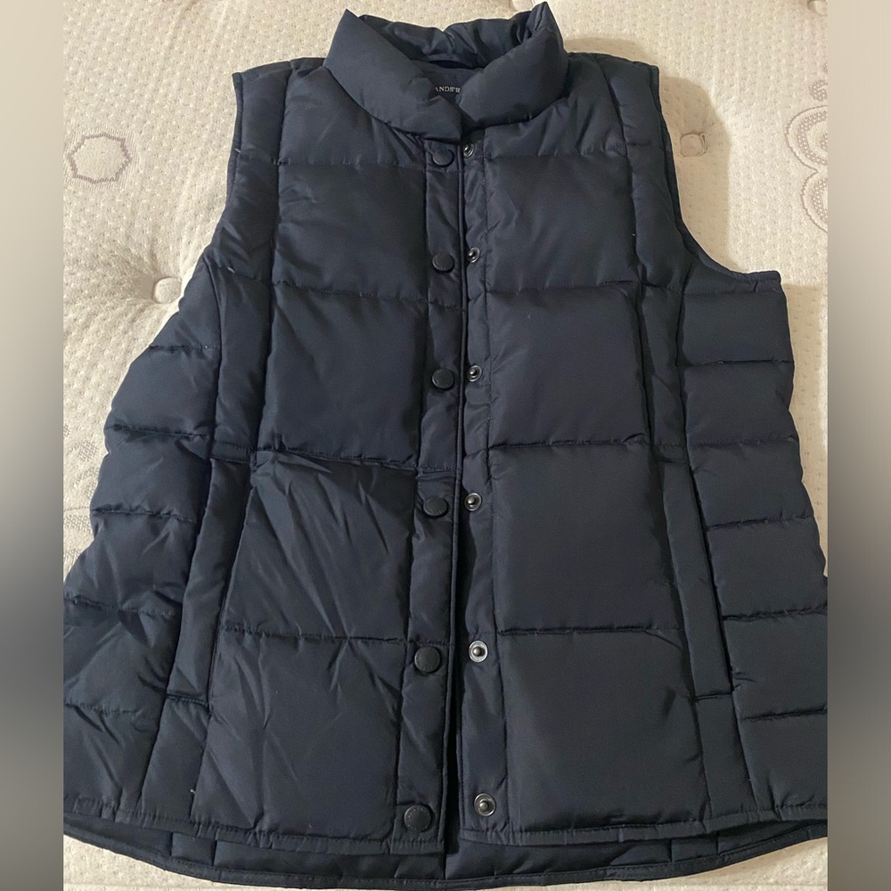 Lands' End Dark Navy Blue Women’s Quilted Vest